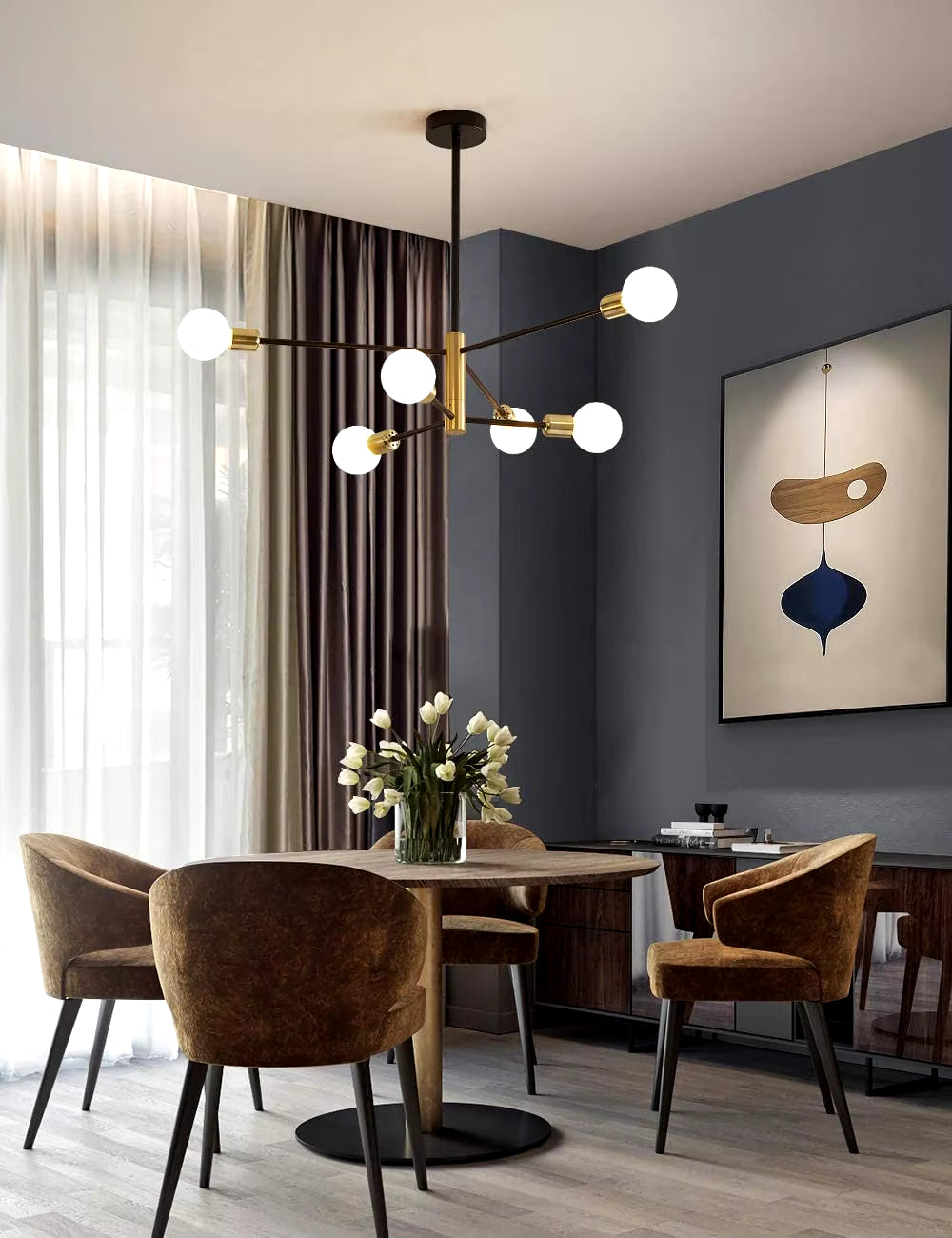 Magic Bean Molecular Chandelier Lights Rotatable Adjustment Luxury Brass Color Living Dining Room Bedroom Ins Wind Lamps