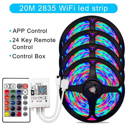 12V RGB LED Strips Wifi Bluetooth Infrared 30M 25M 20M 15M 5M 10M Lights for Room Diode Tape Flexible Ribbon Lamp Power Adapter