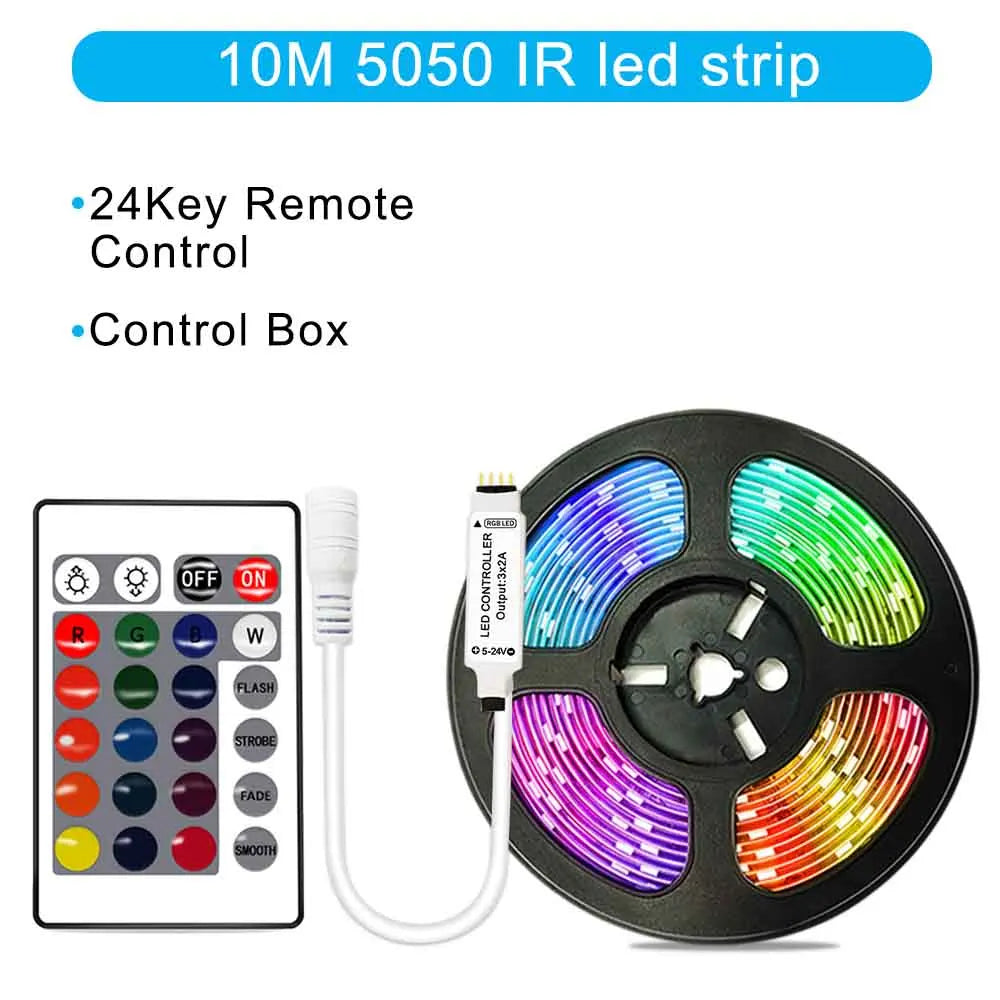 12V RGB LED Strips Wifi Bluetooth Infrared 30M 25M 20M 15M 5M 10M Lights for Room Diode Tape Flexible Ribbon Lamp Power Adapter