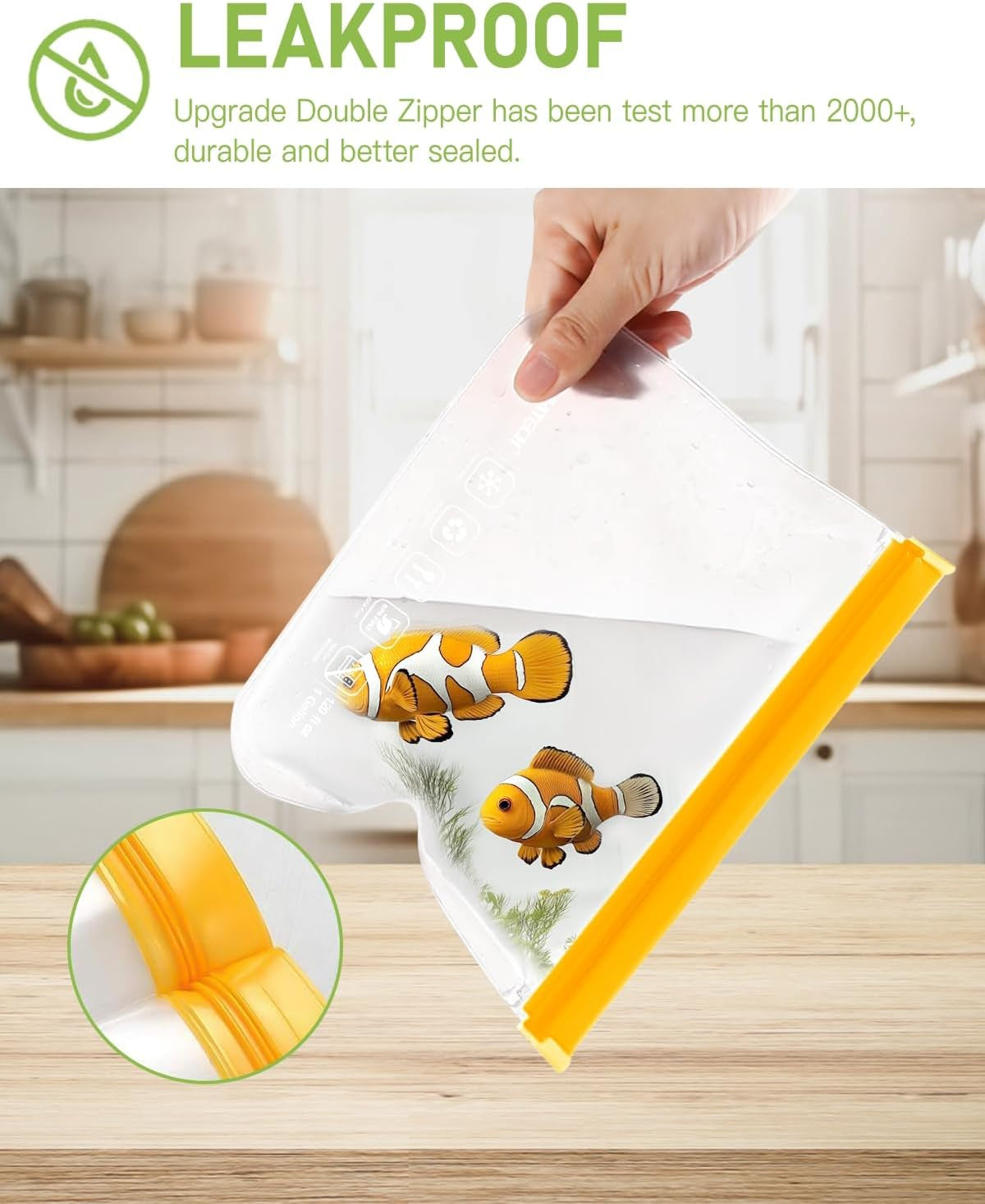 Reusable Storage Bags, Reusable Freezer Bags with Double Zipper (Reusable Ziplock Bags for Storage Lunch Bags)