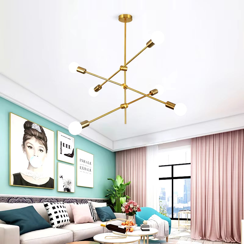 Magic Bean Molecular Chandelier Lights Rotatable Adjustment Luxury Brass Color Living Dining Room Bedroom Ins Wind Lamps
