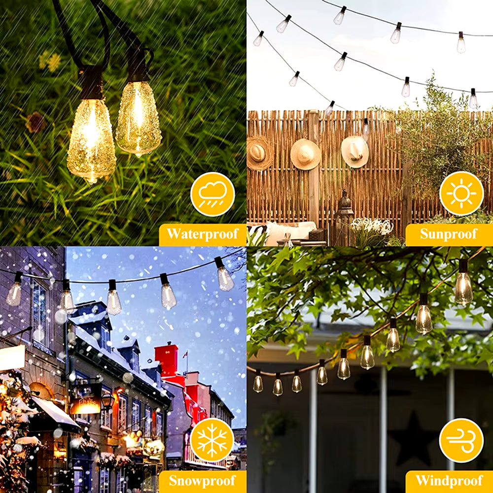 ST38 Globe Outdoor LED String Lights Plastic Shatterproof Bulbs Waterproof Patio Lights for Garden outside Backyard Porch