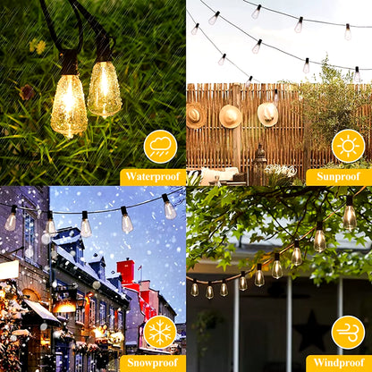 ST38 Globe Outdoor LED String Lights Plastic Shatterproof Bulbs Waterproof Patio Lights for Garden outside Backyard Porch