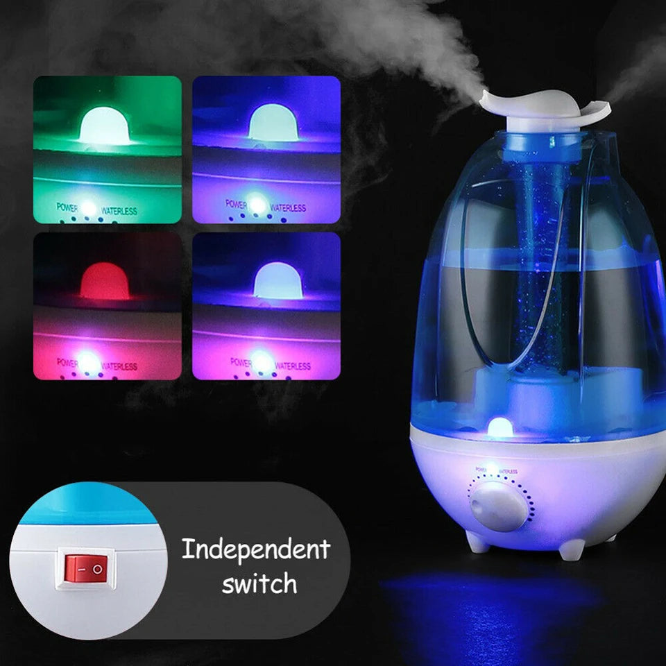 Ultrasonic Air Humidifier Mini Aroma Humidifier Air Purifier with LED Lamp 4L Humidifier Portable Mist Maker for Home Office