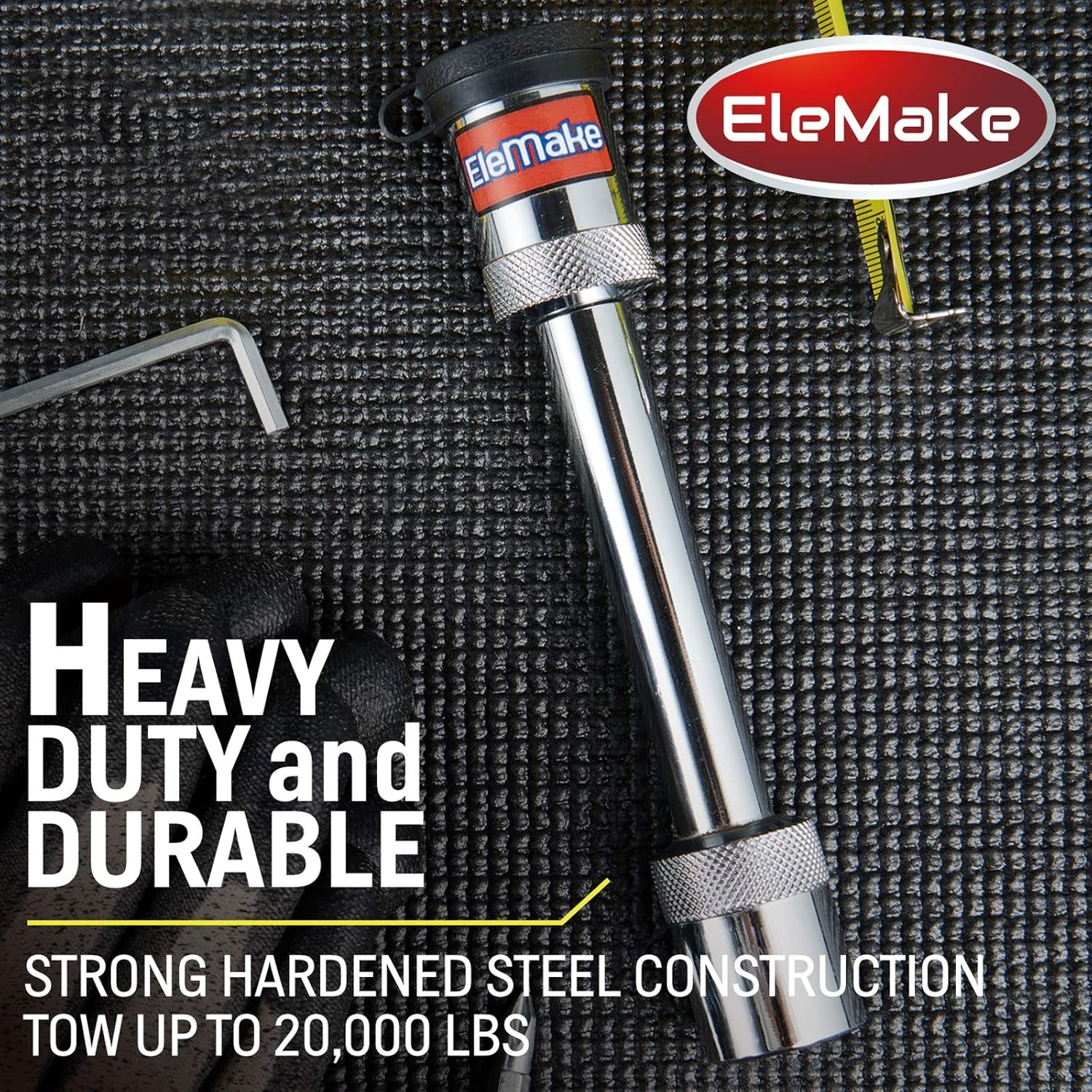 Trailer Hitch Lock - Hitch Pin Lock 5/8" Pin Tow Receiver Lock, Heavy Duty Brass Core Locking Mechanism, 3-1/2" Usable Length Fits Class III, IV, V Hitches