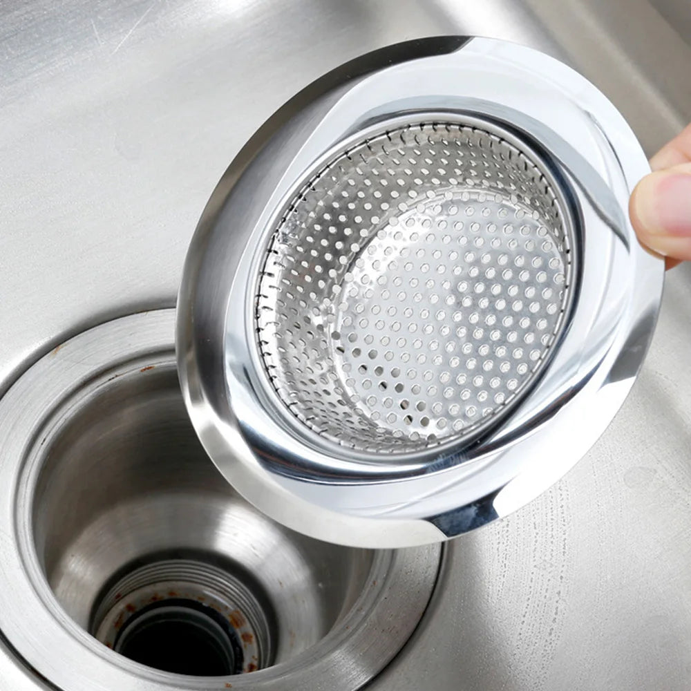 1PC Household Stainless Steel Sink Strainer Metal Filter Bath Drain Waste Screen Kitchen Supplies Bathroom Accessories