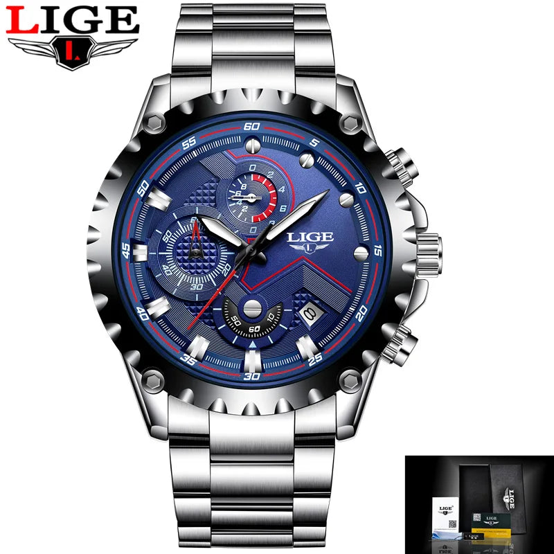 Relogio Masculino  New Men Watches Top Luxury Brand Fashion Sport Waterproof Chronograph Male Stainless Steel Wristwatch Men