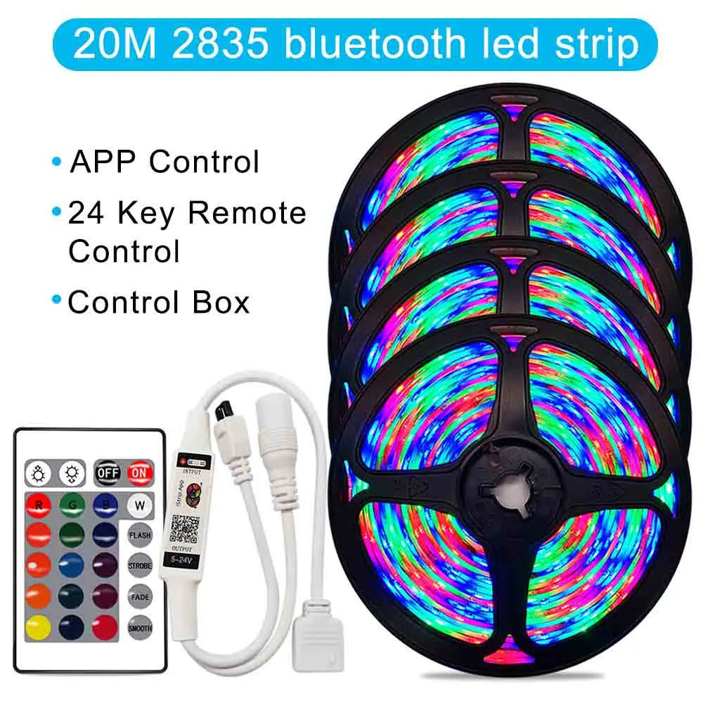 12V RGB LED Strips Wifi Bluetooth Infrared 30M 25M 20M 15M 5M 10M Lights for Room Diode Tape Flexible Ribbon Lamp Power Adapter