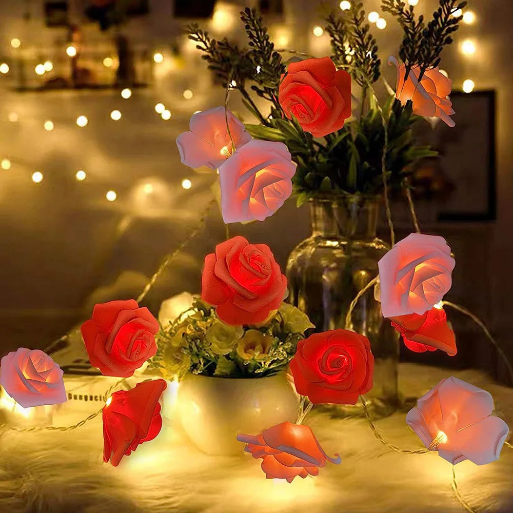 3M 20 LED Rose String Lights Battery Operated Flower Garland Fairy Lights Valentine Wedding Party Decoration Christmas Lights