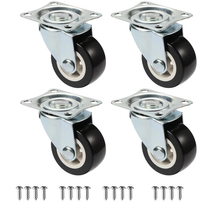 Set of 4 1"/1.25"/2" PVC Furniture Casters Wear Resistant Mute Universal Heavy Trolley Wheels 360 Degrees Swivel Castor