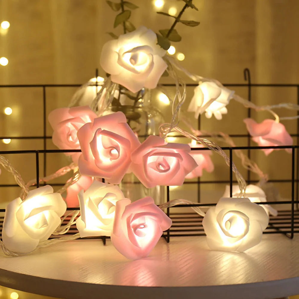 3M 20 LED Rose String Lights Battery Operated Flower Garland Fairy Lights Valentine Wedding Party Decoration Christmas Lights