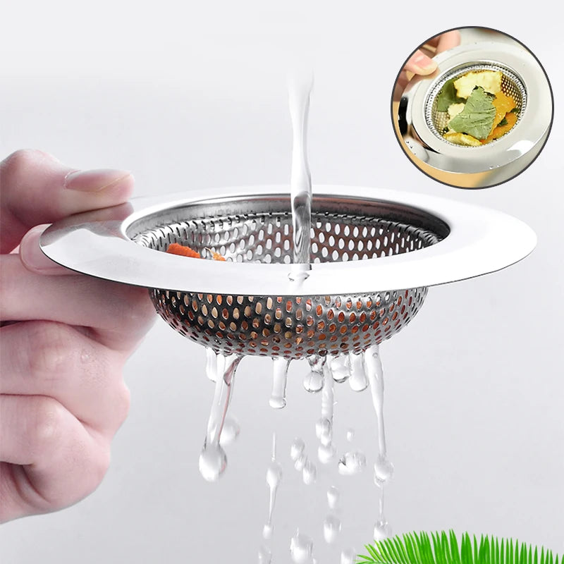 1PC Household Stainless Steel Sink Strainer Metal Filter Bath Drain Waste Screen Kitchen Supplies Bathroom Accessories