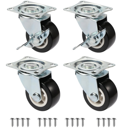 Set of 4 1"/1.25"/2" PVC Furniture Casters Wear Resistant Mute Universal Heavy Trolley Wheels 360 Degrees Swivel Castor