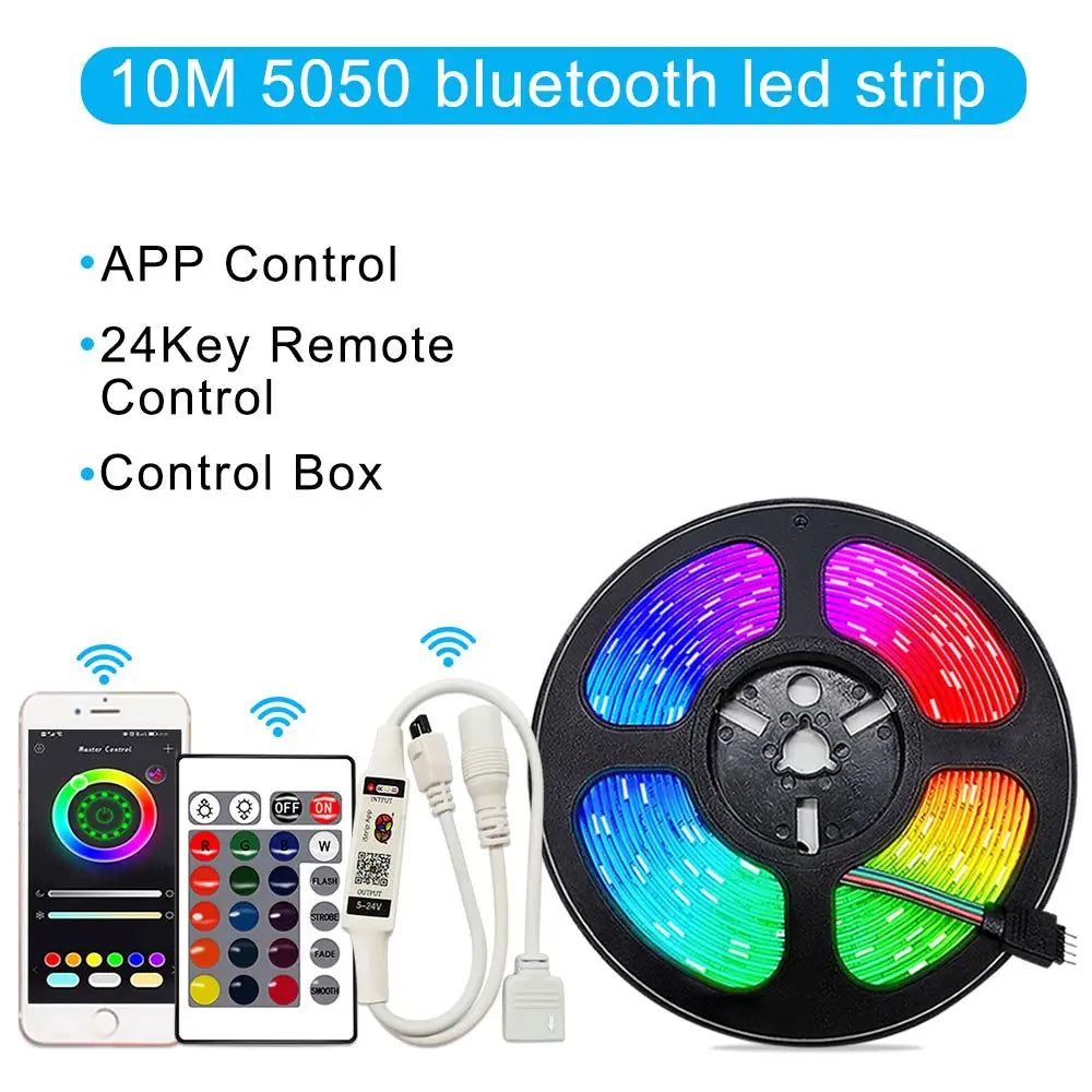 12V RGB LED Strips Wifi Bluetooth Infrared 30M 25M 20M 15M 5M 10M Lights for Room Diode Tape Flexible Ribbon Lamp Power Adapter