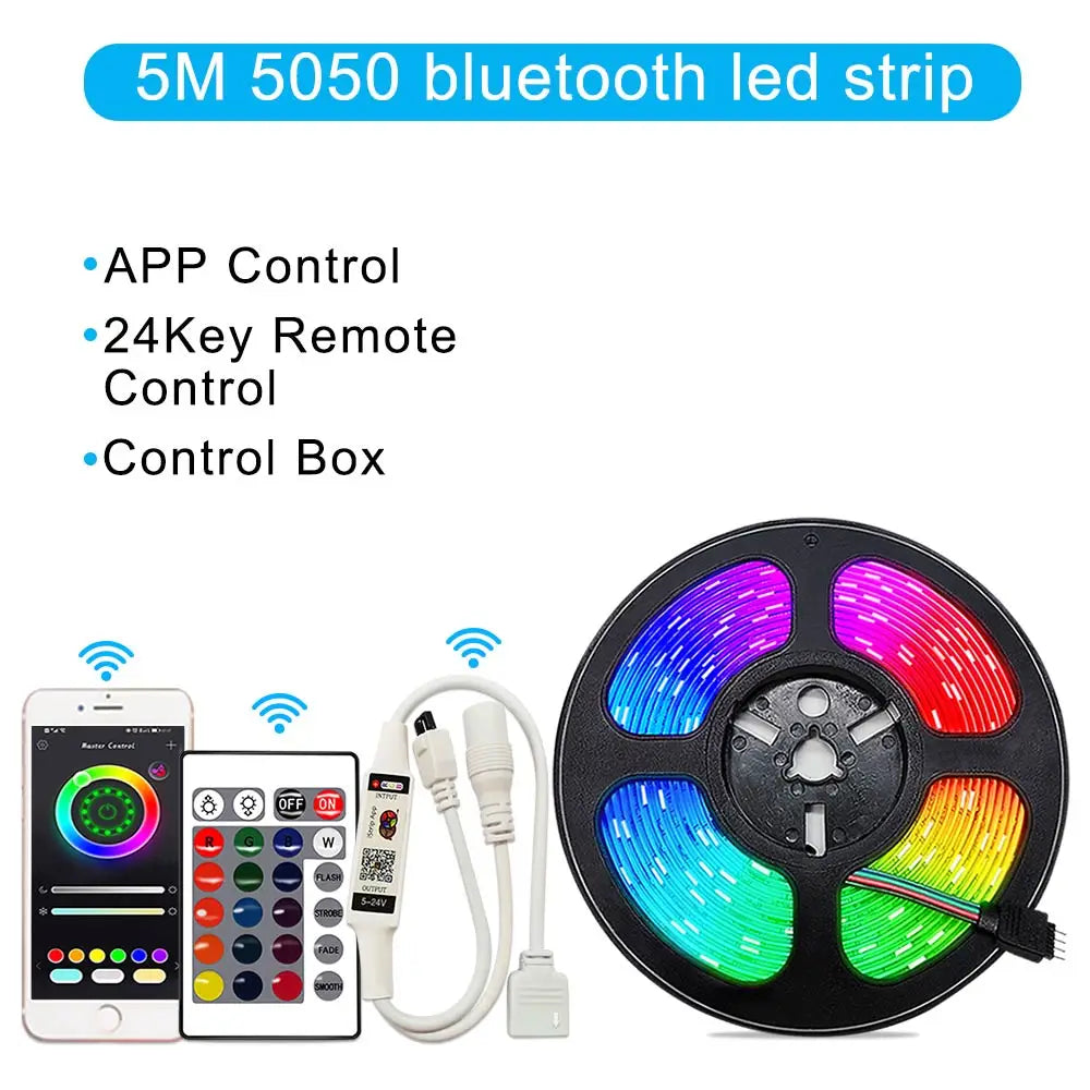 12V RGB LED Strips Wifi Bluetooth Infrared 30M 25M 20M 15M 5M 10M Lights for Room Diode Tape Flexible Ribbon Lamp Power Adapter