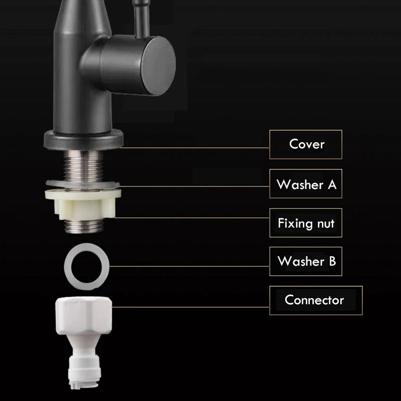Matte Black Direct Drinking Faucets Stainless Steel Kitchen Tap for Anti-Osmosis Purifier Water and Kitchen Sink Faucet