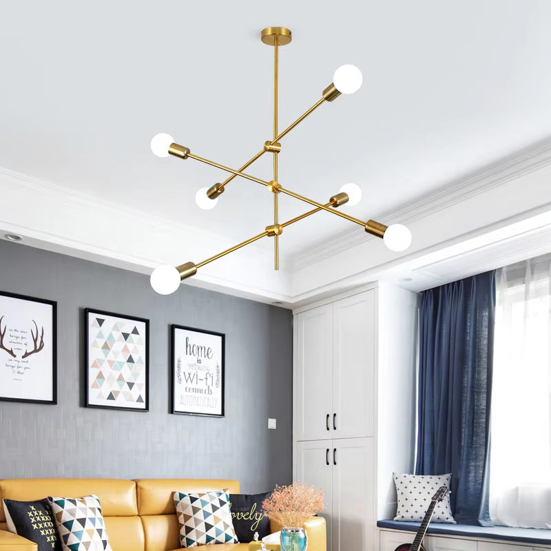 Magic Bean Molecular Chandelier Lights Rotatable Adjustment Luxury Brass Color Living Dining Room Bedroom Ins Wind Lamps