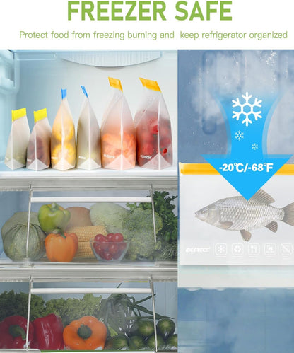 Reusable Storage Bags, Reusable Freezer Bags with Double Zipper (Reusable Ziplock Bags for Storage Lunch Bags)