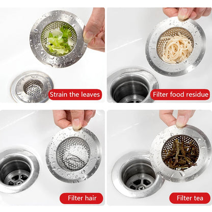 1PC Household Stainless Steel Sink Strainer Metal Filter Bath Drain Waste Screen Kitchen Supplies Bathroom Accessories