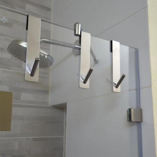 Stainless Steel over Glass Door Shower Door Back Shower Towel Rack S-Shape Bathroom Bathrobe Hanger Holder Hooks