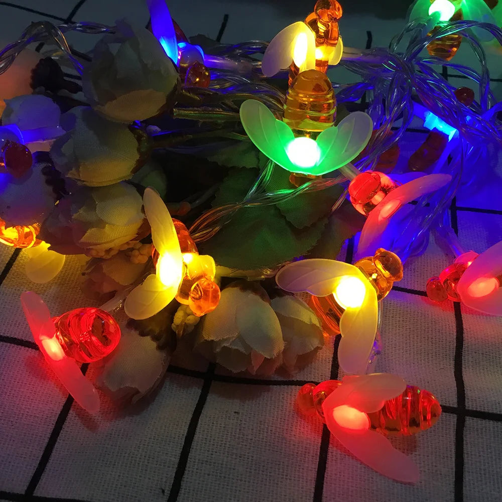 Solar String Light 20 LED Cute Bee Outdoor Wedding Garden Patio Party Christmas Tree Honeybee Starry Fairy Decor Lamp