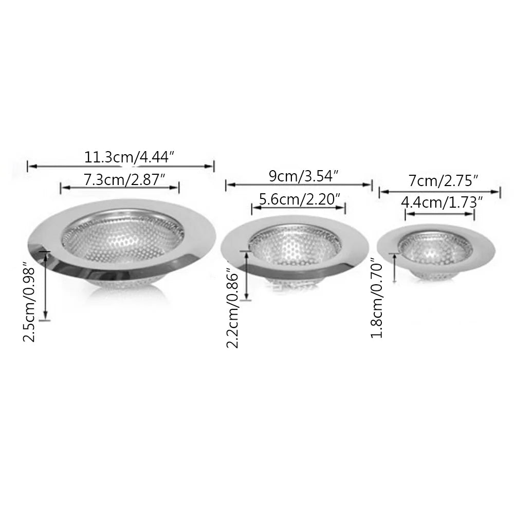 1PC Household Stainless Steel Sink Strainer Metal Filter Bath Drain Waste Screen Kitchen Supplies Bathroom Accessories