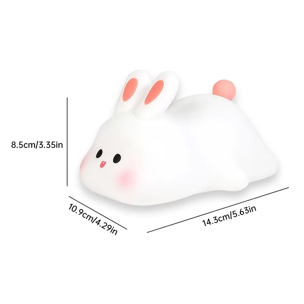 Cute Rabbit Silicone Night Light Touch-Sensitive Big-Faced Bunny Night Light Lamps for Room Decor Lamp Children'S Gift Led Home