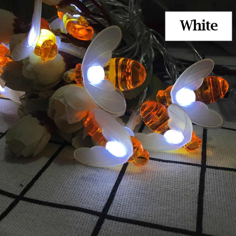 Solar String Light 20 LED Cute Bee Outdoor Wedding Garden Patio Party Christmas Tree Honeybee Starry Fairy Decor Lamp