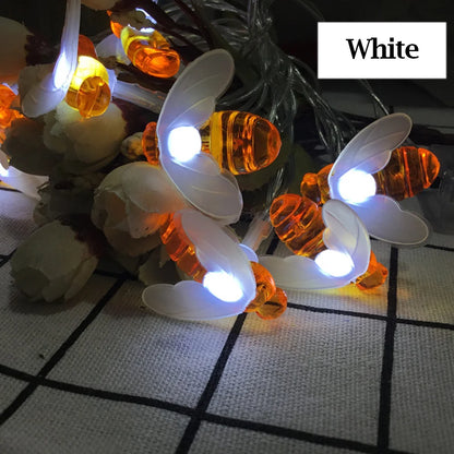 Solar String Light 20 LED Cute Bee Outdoor Wedding Garden Patio Party Christmas Tree Honeybee Starry Fairy Decor Lamp