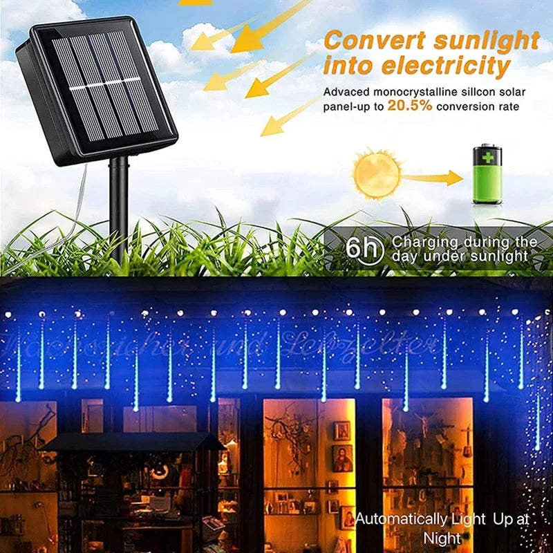 Led Light Outdoor Meteor Shower Rain Lights Waterproof Garden Street Garland New Year Christmas Decor Holiday Solar/Eu/Us Plug