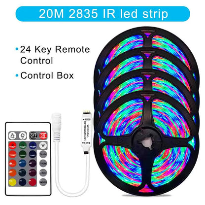 12V RGB LED Strips Wifi Bluetooth Infrared 30M 25M 20M 15M 5M 10M Lights for Room Diode Tape Flexible Ribbon Lamp Power Adapter