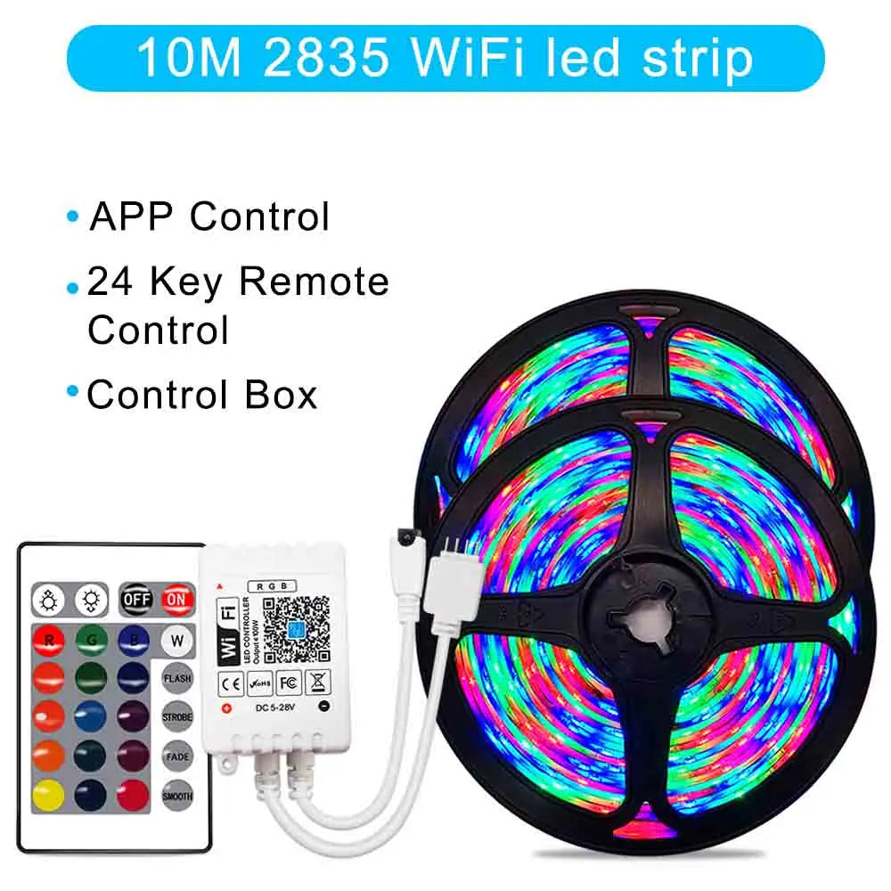 12V RGB LED Strips Wifi Bluetooth Infrared 30M 25M 20M 15M 5M 10M Lights for Room Diode Tape Flexible Ribbon Lamp Power Adapter