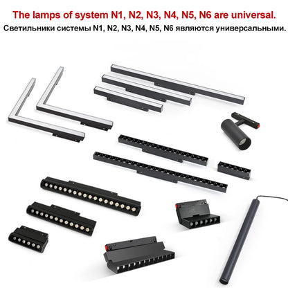 N1 Modern Recessed Magnetic Track Lights Design Led Lamp Magnetic Rail Ceiling System Indoor Track Lighting Spot Rail Spotlights