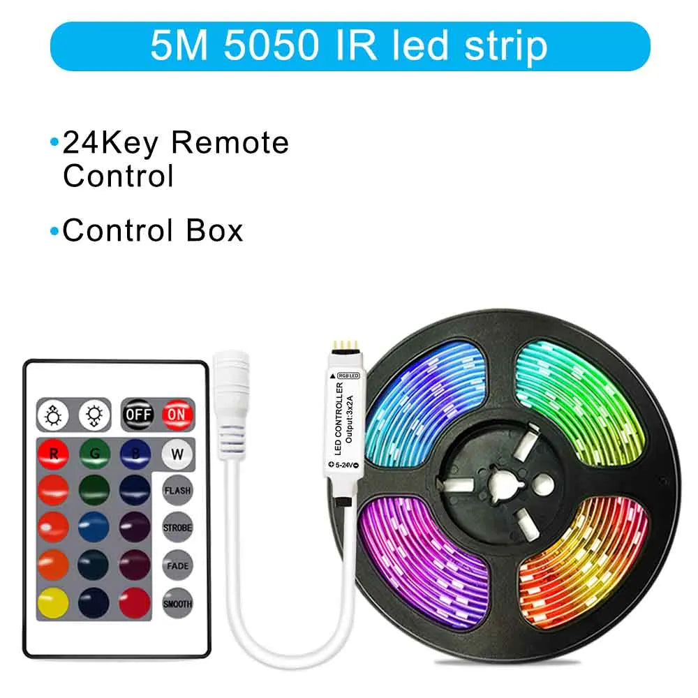 12V RGB LED Strips Wifi Bluetooth Infrared 30M 25M 20M 15M 5M 10M Lights for Room Diode Tape Flexible Ribbon Lamp Power Adapter