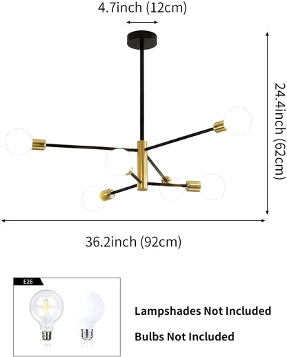 Magic Bean Molecular Chandelier Lights Rotatable Adjustment Luxury Brass Color Living Dining Room Bedroom Ins Wind Lamps