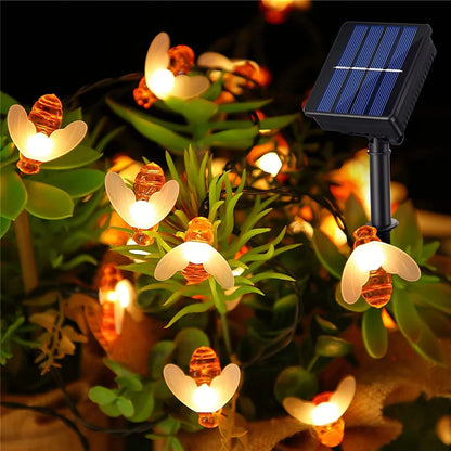 Solar String Light 20 LED Cute Bee Outdoor Wedding Garden Patio Party Christmas Tree Honeybee Starry Fairy Decor Lamp